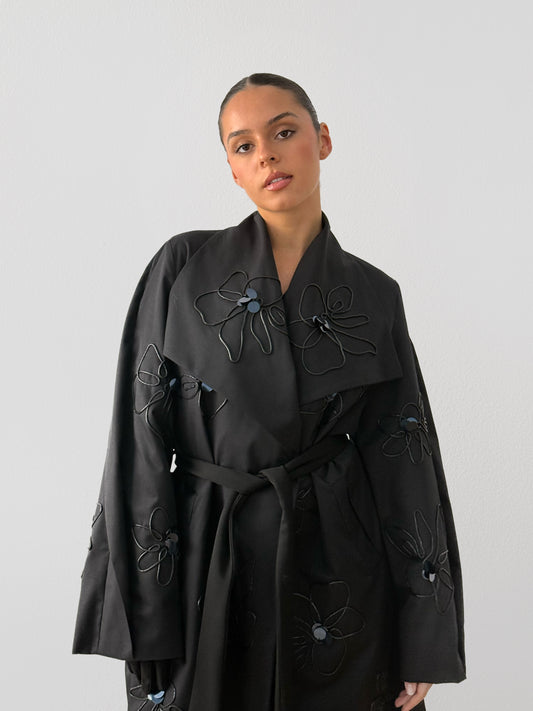 Gabardina Flor negra