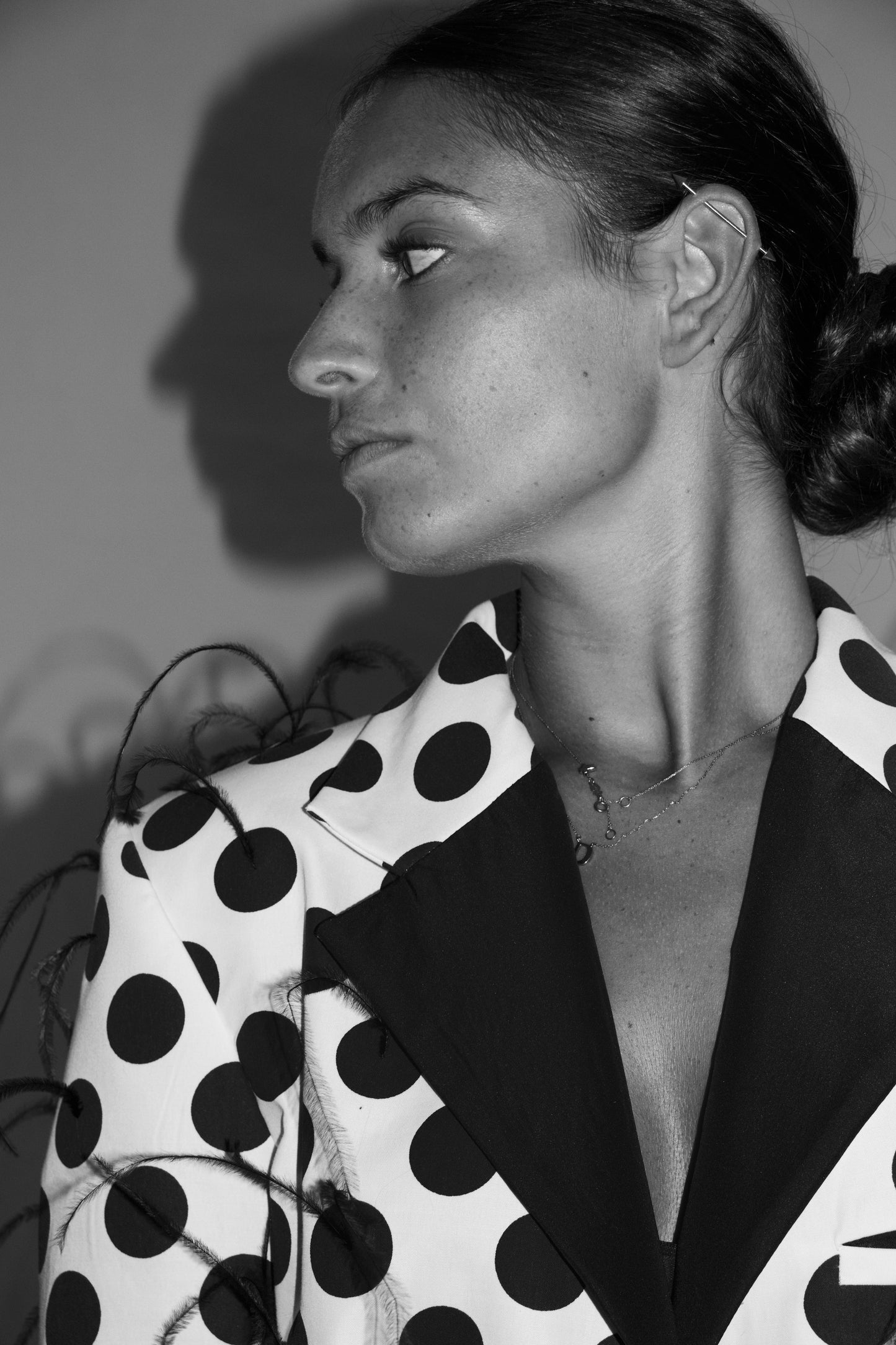 Chaqueta Maxi Lunar con Plumas